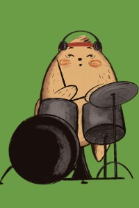 Cartoon image of a hamster playing a drum set.